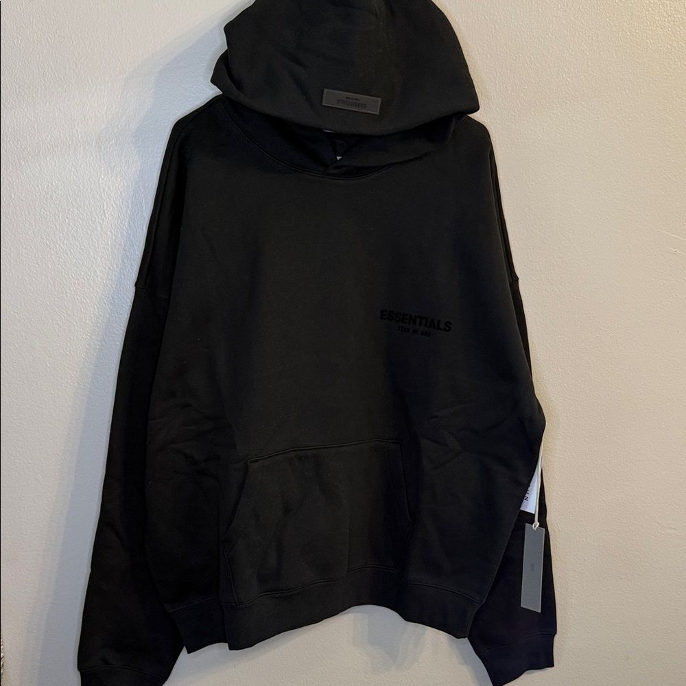 Essentials stretch Limo Black Hoodie